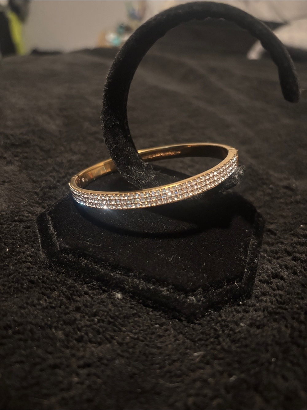 Kate spade Gold tone and Crystal Hinged Bangle Bracelet